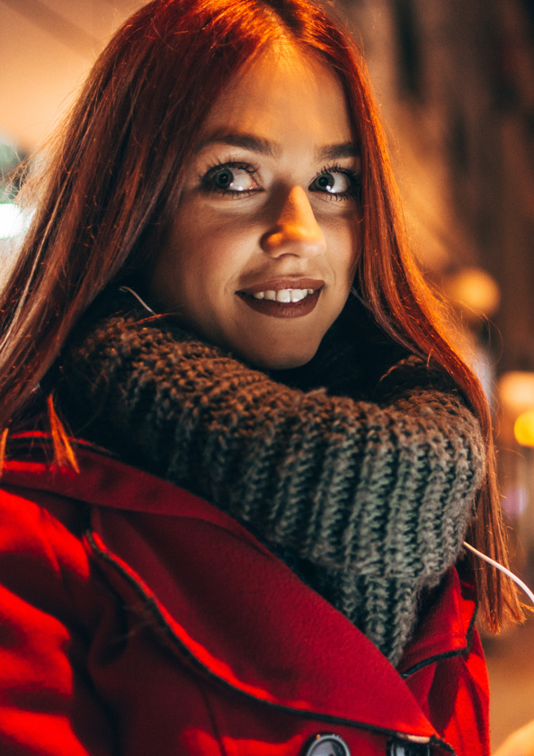 Lady looking at camera