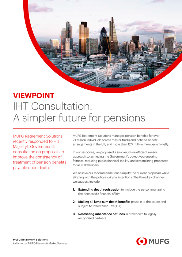 Article IHT Consultation A Simpler Future For Pensions Cover